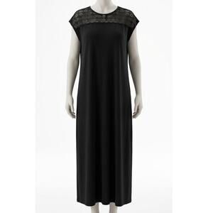 Black Crochet Lace Nightgown XL Super Soft Sleep Dress Loungewear Pajamas 39”L